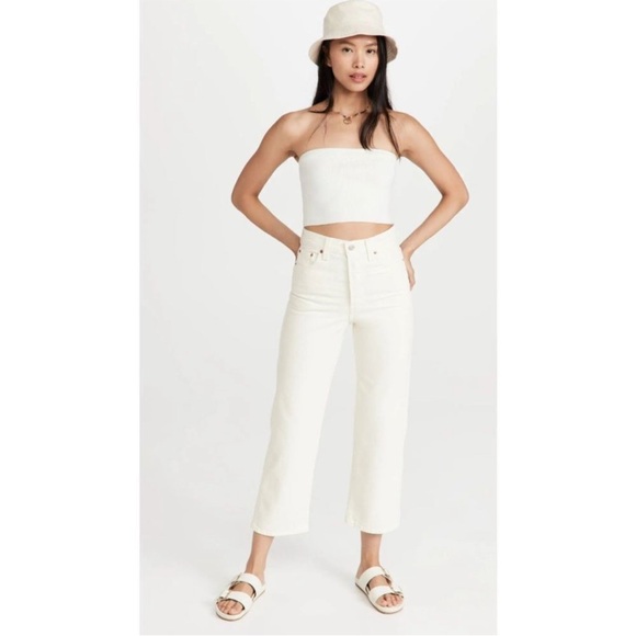 Levi's Denim - Levi's Ribcage Straight Ankle Jeans Cream Size 26